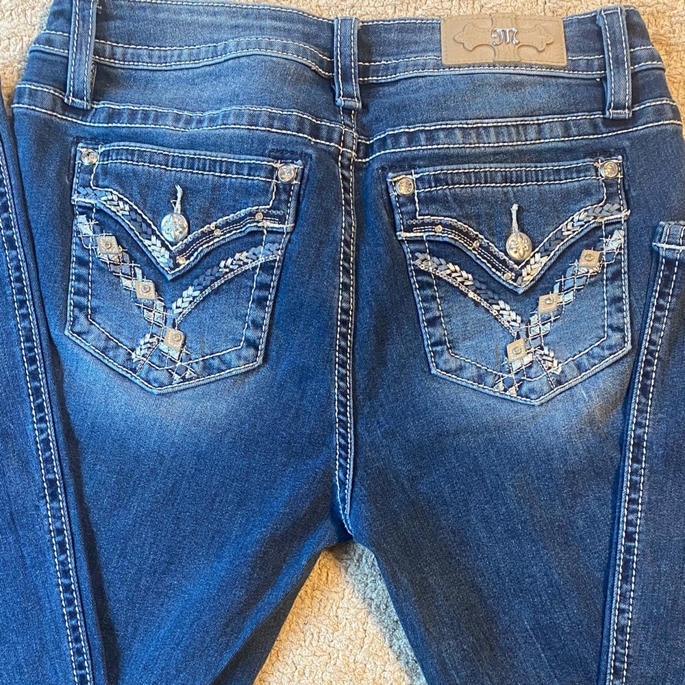 Miss Me- Mid rise Boot Cut Jeans with Embellished Pockets